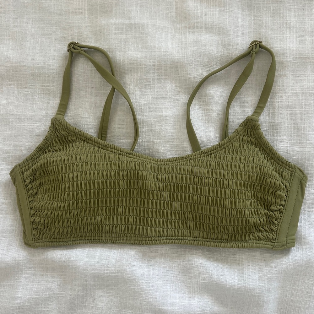 Target Olive Smocked Bikini Top